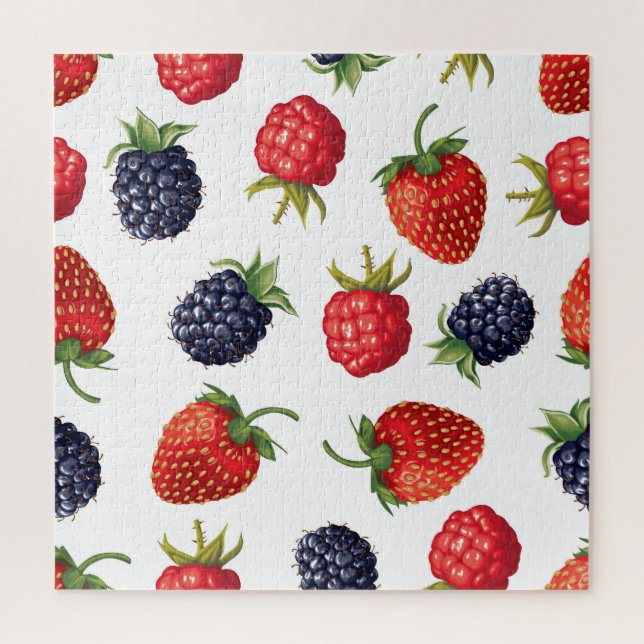 Realistic Berries Delicious Seamless Pattern Jigsaw Puzzle (Vertical)