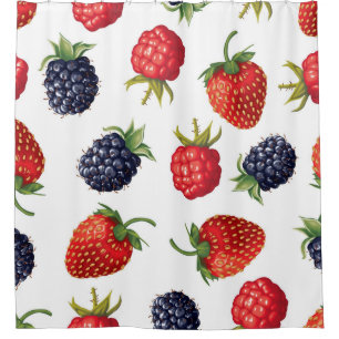 Realistic Berries Delicious Seamless Pattern Shower Curtain