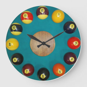 Realistic billiard balls retro large clock