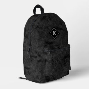 Realistic black fur texture print printed backpack