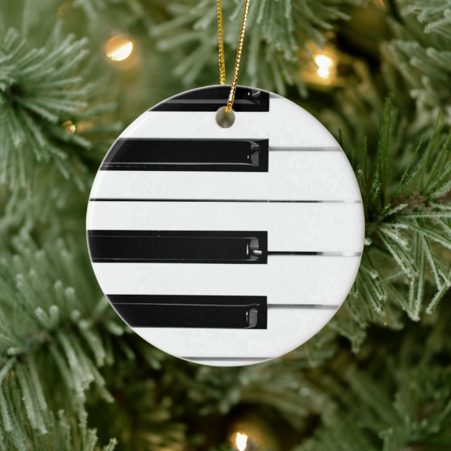 Realistic Black White Piano Keyboard Keys Ceramic Ornament (Tree)