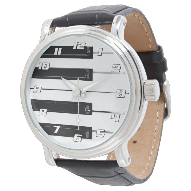 Realistic Black White Piano Keyboard Keys Watch (Angled)