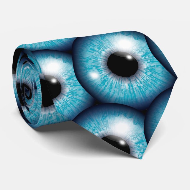 Realistic Blue Eyes – Exclusive Retro Art  Tie (Rolled)