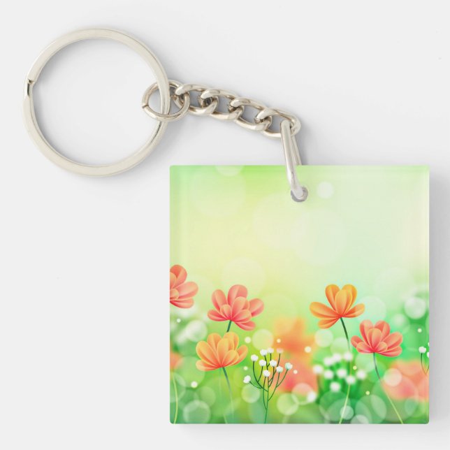 Realistic Blurred Spring Background-2374 Key Ring (Front)