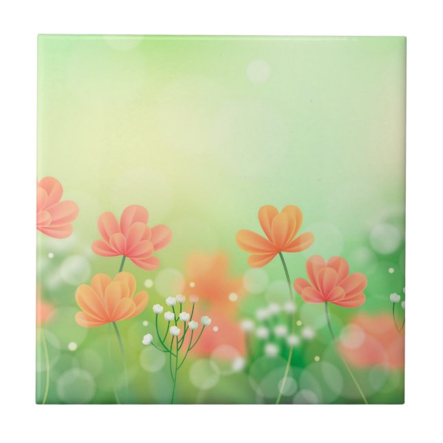 Realistic Blurred Spring Background-52374 Ceramic Tile (Front)