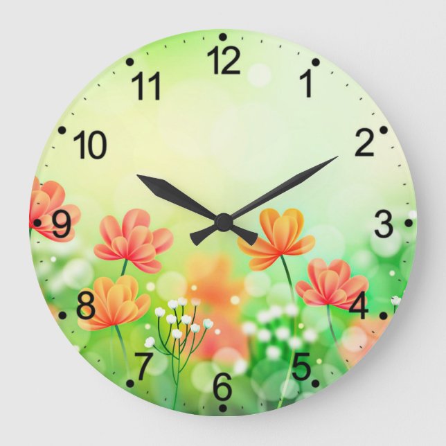 Realistic Blurred Spring Background-52374 Large Clock (Front)