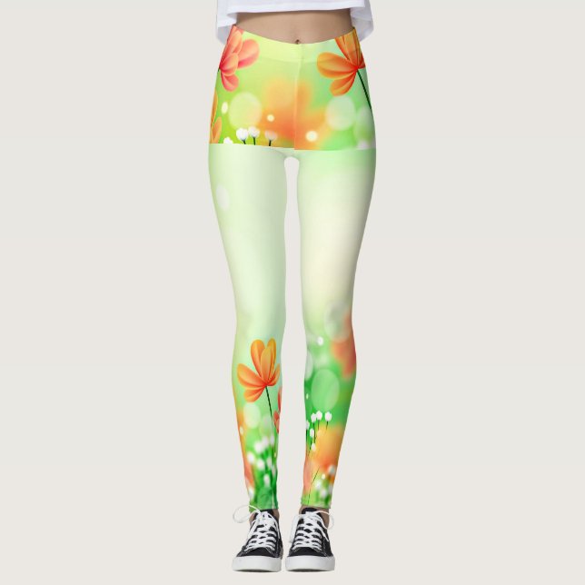 Realistic Blurred Spring Background Leggings (Front)