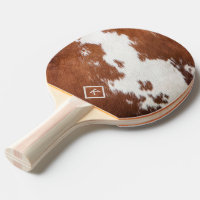 Realistic brown and white cowhide texture monogram