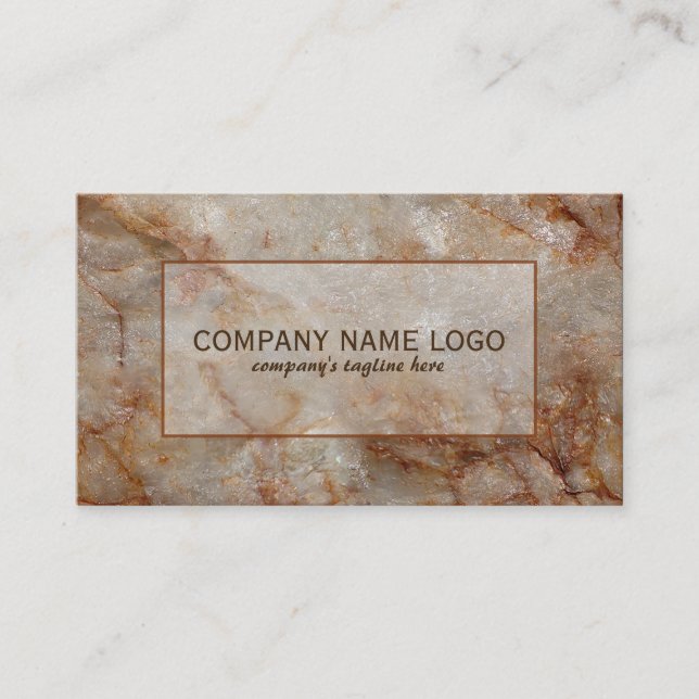 Realistic Brown Faux Marble Stone Pattern Business Card (Front)