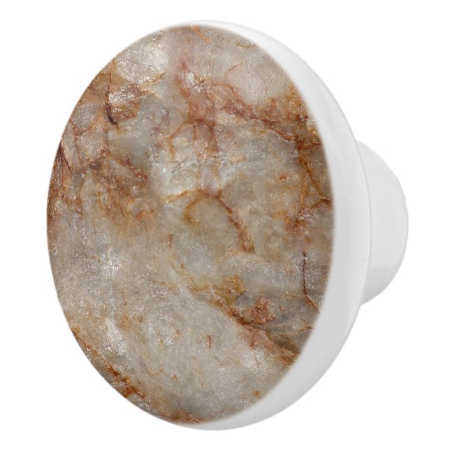 Realistic Brown Faux Marble Stone Pattern Ceramic Knob (Right)