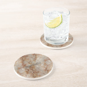 Realistic Brown Faux Marble Stone Pattern Coaster