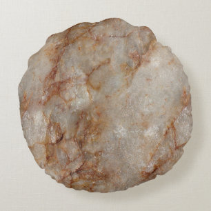 Realistic Brown Faux Marble Stone Pattern Round Cushion