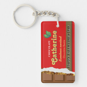 Realistic Brown & Red Valentines Chocolate Funny Key Ring