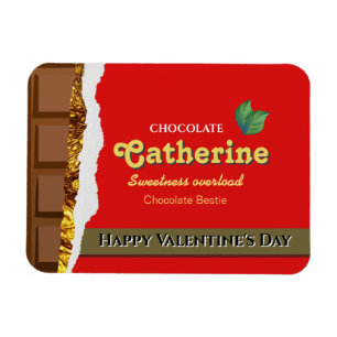 Realistic Brown & Red Valentines Chocolate Funny Magnet