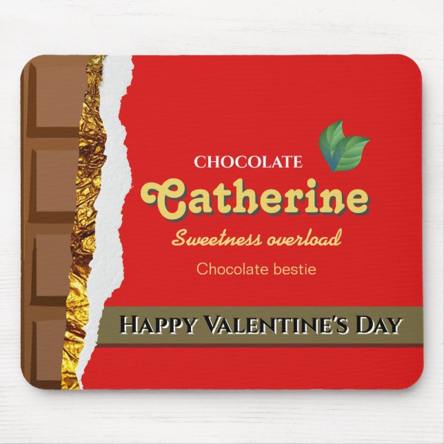 Realistic Brown & Red Valentines Chocolate Funny Mouse Pad (Front)