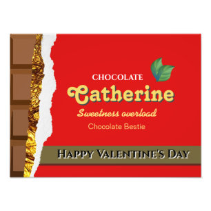 Realistic Brown & Red Valentines Chocolate Funny Photo Print