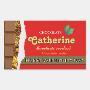 Realistic Brown & Red Valentines Chocolate Funny Rectangular Sticker
