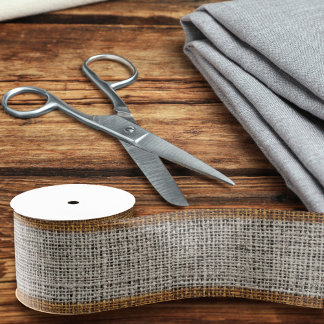Realistic Burlap Texture Simple Chic Rustic Taupe Grosgrain Ribbon