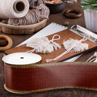  Realistic Burlap Texture Simple Rustic Gold & Red Satin Ribbon