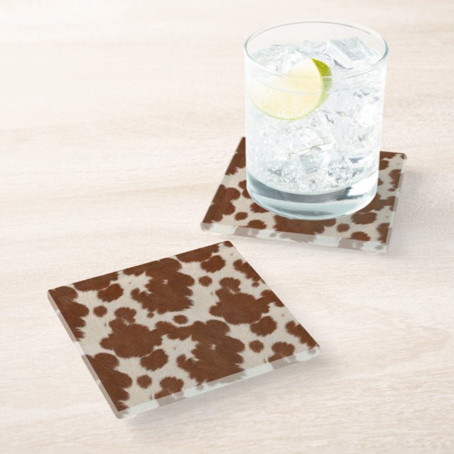 Realistic Calf Hide Pattern Glass Coaster (Angled)