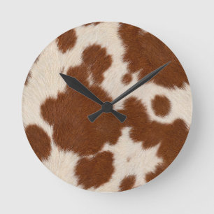 Realistic Calf Hide Pattern Round Clock