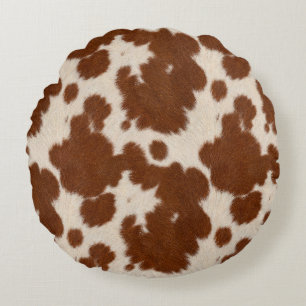 Realistic Calf Hide Pattern Round Cushion