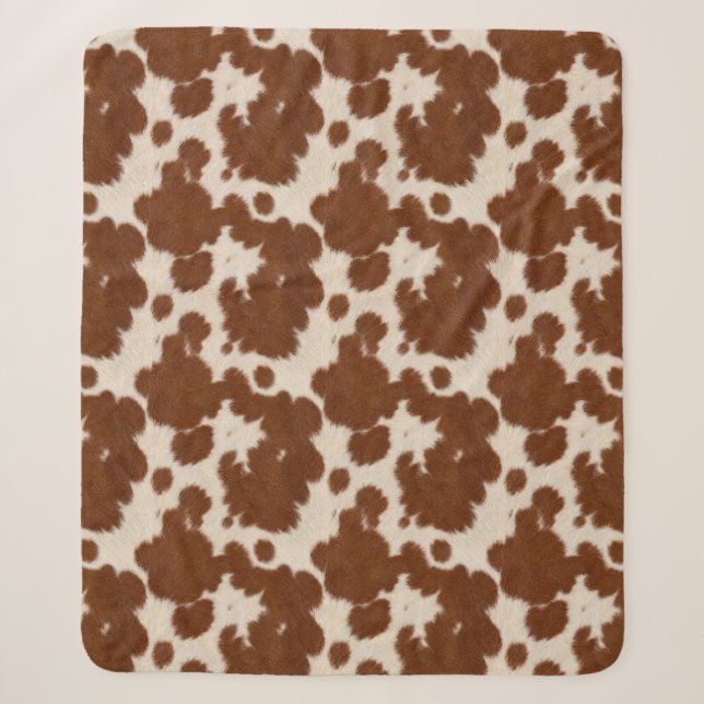 Realistic Calf Hide Pattern Sherpa Blanket (Front)