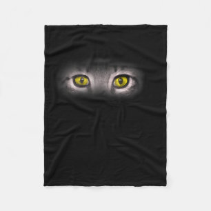 Realistic Cat Eyes Kitty Feline Graphic Art Black Fleece Blanket