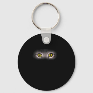 Realistic Cat Eyes Kitty Feline Graphic Art Black Key Ring