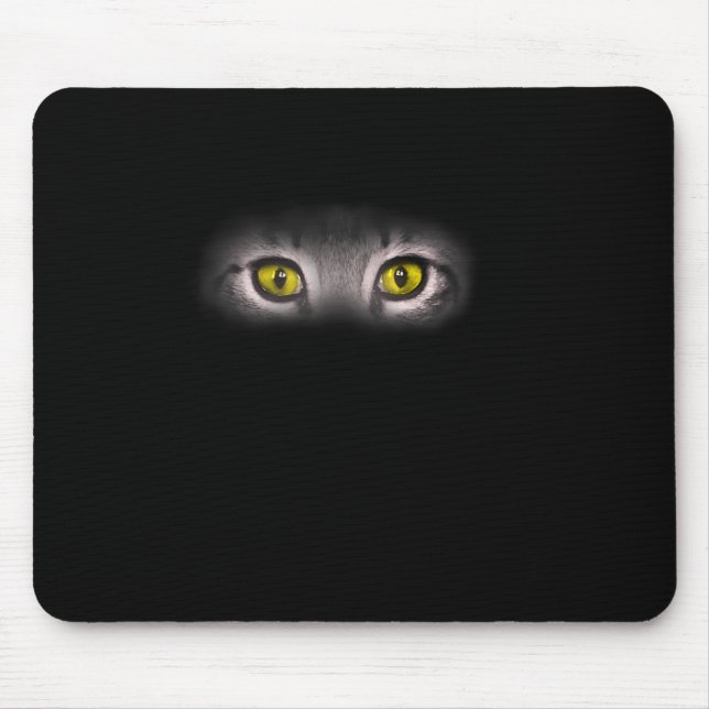 Realistic Cat Eyes Kitty Feline Graphic Art Black  Mouse Pad (Front)