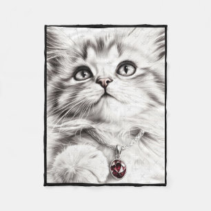 Realistic Cat Pencil Drawing Sticker1 Fleece Blanket