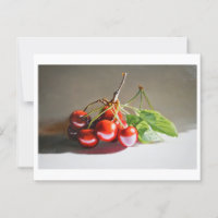 Realistic Cherry Still Life with Leaves Fine Art