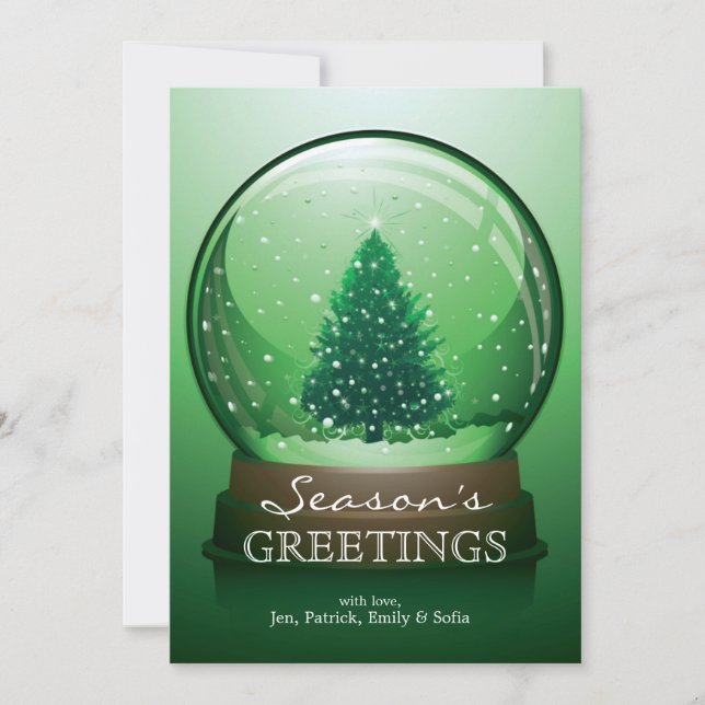 Realistic Christmas Snow Globe Holiday Card (Front)