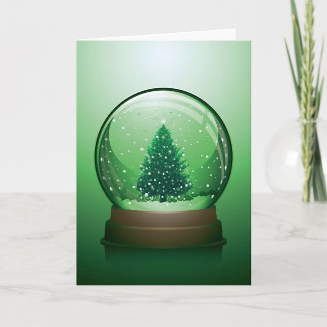 Realistic Christmas Snow Globe Holiday Card (Front)