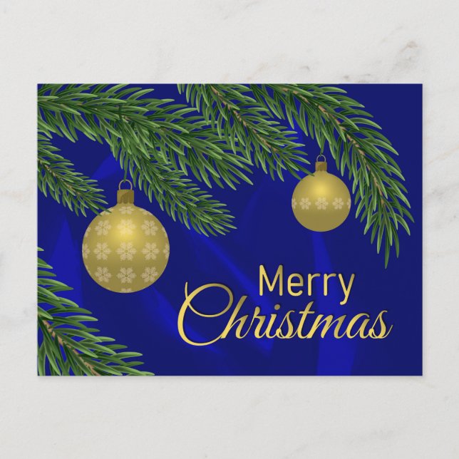 realistic christmas tree with golden decor postcard (Front)