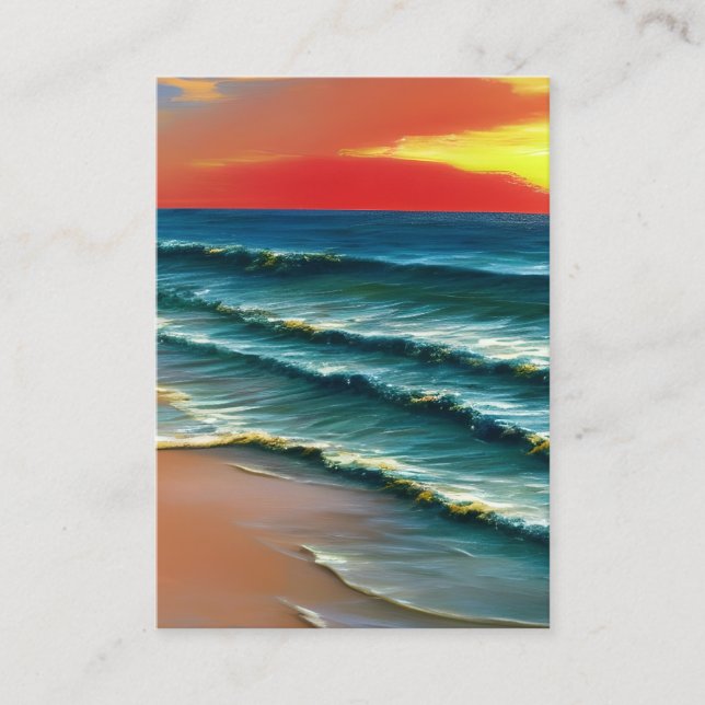  Realistic Clear Deserted Beach Sand Waves Sunny Business Card (Front)