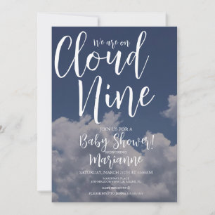 Realistic Clouds Cloud Nine Baby Shower   Invitati Invitation