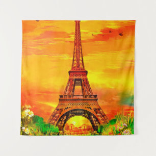 realistic colourful oil painting of Eiffel tower i Tapestry