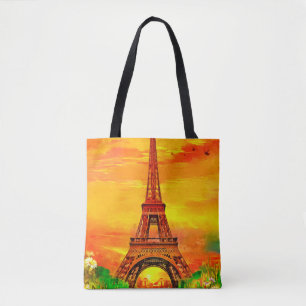 realistic colourful oil painting of Eiffel tower i Tote Bag