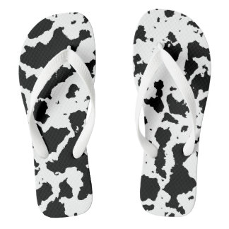 Realistic Cow Print Black and White Thongs