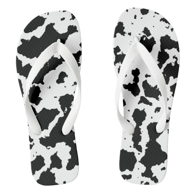 Realistic Cow Print Black and White Thongs (Footbed)