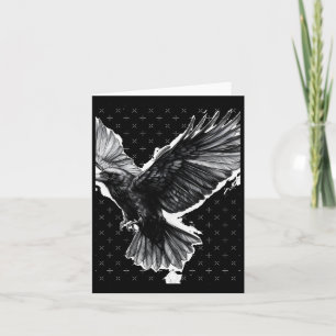 Realistic Crow Pencil Drawing Sticker1  Card
