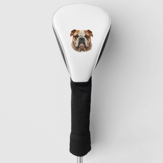 Realistic cute english bulldog profile golf head cover (Front)