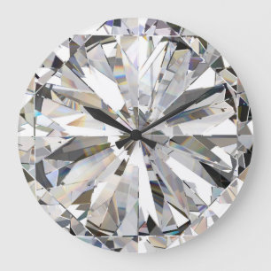 Realistic Diamond: 3D Close-Up Large Clock