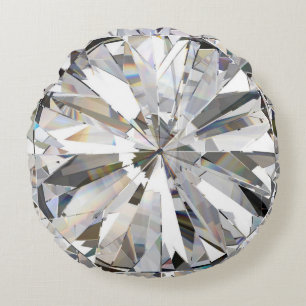 Realistic Diamond: 3D Close-Up Round Cushion