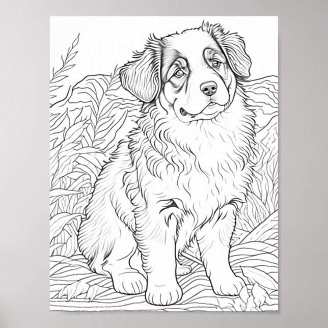 Realistic Dog Adult Colouring Poster (Front)