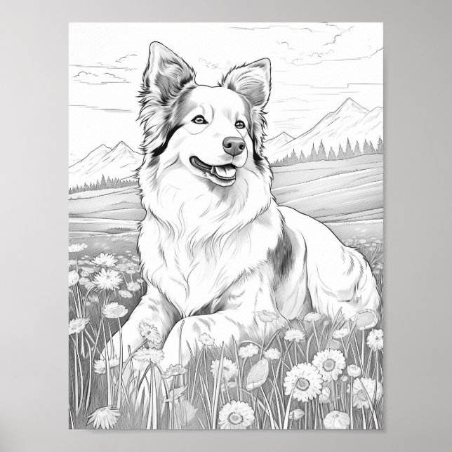 Realistic Dog Adult Colouring Poster (Front)