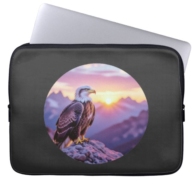 Realistic Eagle on Rock – Majestic Wildlife Scene Laptop Sleeve (Front)