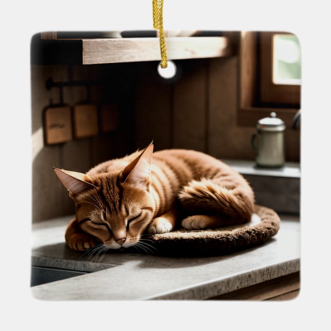 Realistic Fine Art Cat Photography Ceramic Ornament (Front)