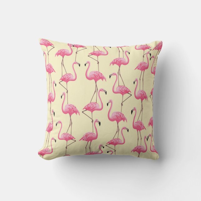 Realistic Flamingo Bird Vertical Pattern Cushion (Front)